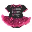 Black Baby Bodysuit Bling Hot Pink Sequins Pettiskirt & Sparkle Rhinestone I Like Big Bows Print JS4403